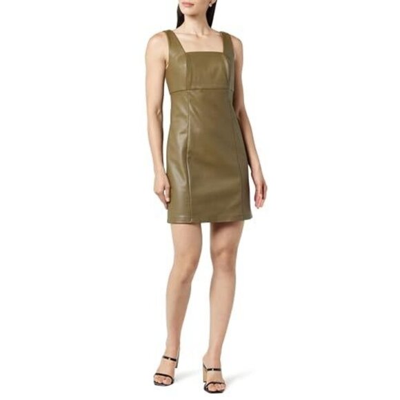 The Drop Dresses & Skirts - NWT The Drop Women's Hank Vegan Leather Square Neck Mini Dress, Capers Olive, S